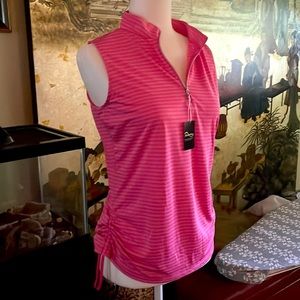 PGA Tour ladies size medium pink striped sleeveless golf shirt NWT